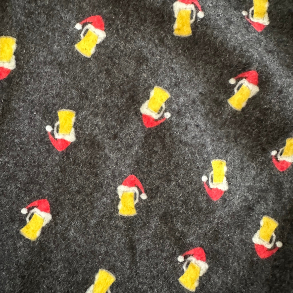 Men’s Ugly Christmas Fleece Pajama Pants Grey Beer Mug Santa Hat Print Size M - Picture 4 of 7